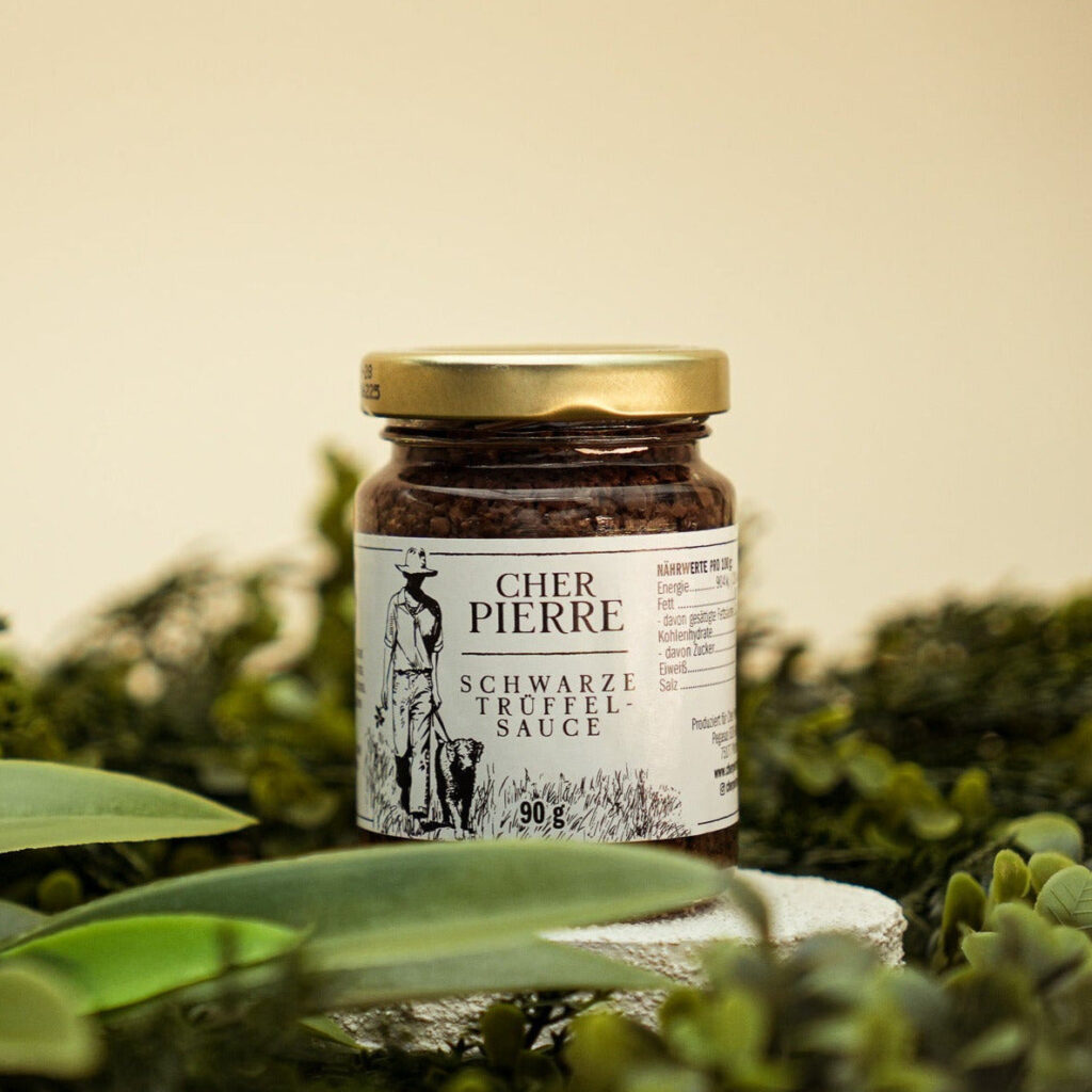 Schwarze Trüffelsauce 90 g von Cher Pierre im Glas