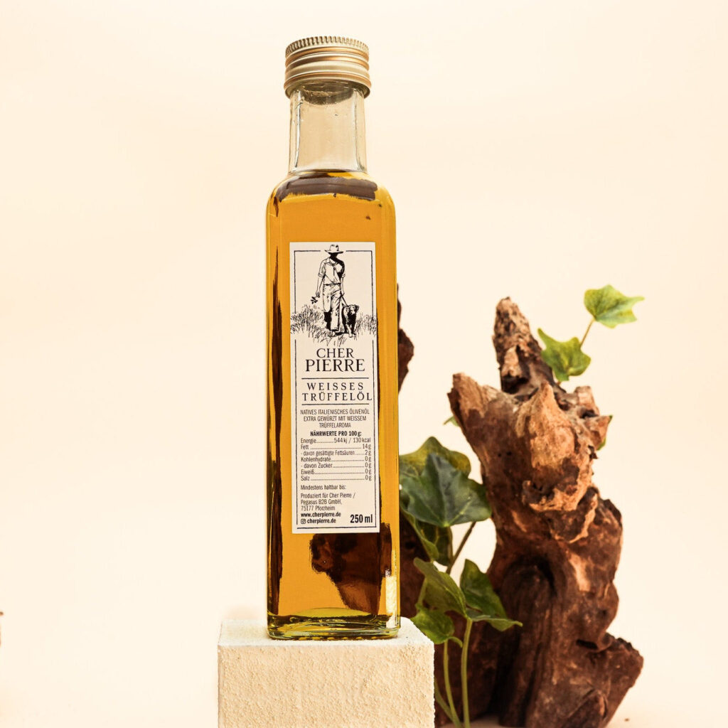 Weißes Trüffelöl von Cher Pierre in Glasflasche, 250 ml